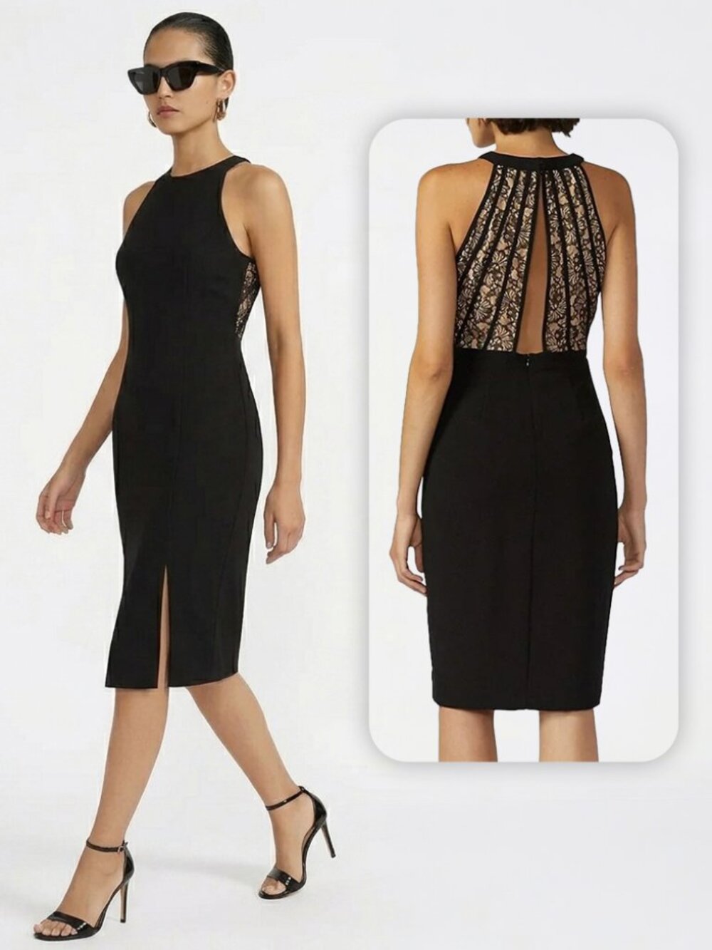 Adelyn Rae Cutout Lace Halter Cocktail Black Mini Prom Dress Wedding Guest Gala